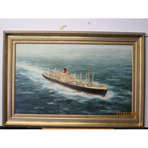 98 - δ ROBERT G. LLOYD (BRITISH, B. 1969)
New Zealand Shipping Company 'Northumberland' at sea, 1956
Sign... 