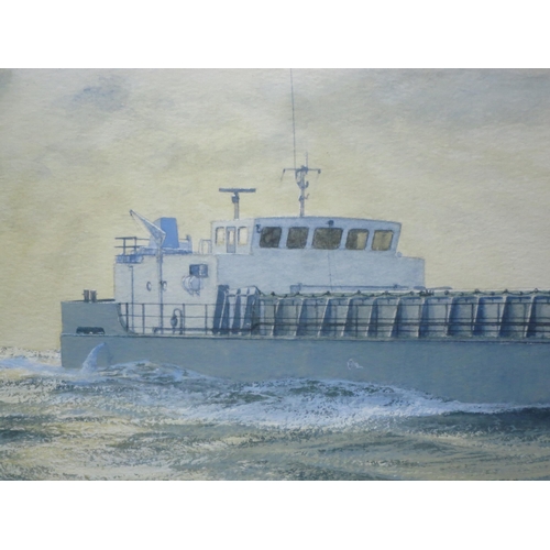 110 - δ JOHN STEVEN DEWS (BRITISH, B. 1949)
The Eggar Forrester Ltd. Cargo Ship 'Wib' underway in a calm s... 