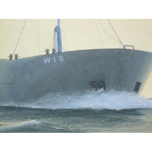 110 - δ JOHN STEVEN DEWS (BRITISH, B. 1949)
The Eggar Forrester Ltd. Cargo Ship 'Wib' underway in a calm s... 