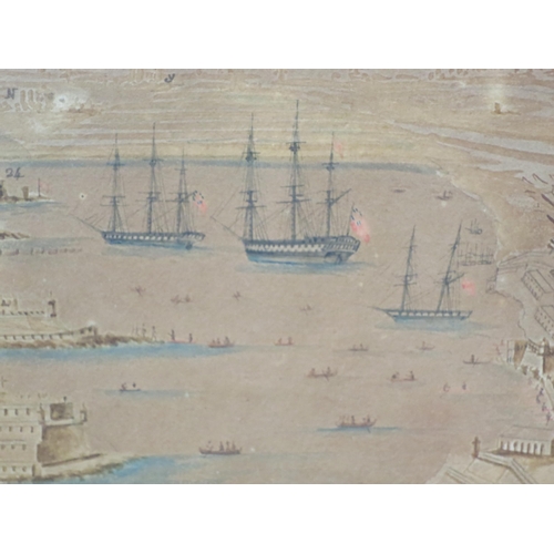 175 - MALTESE SCHOOL, (CIRCA 1800)
Possible print design: View of the Grand Port of Malta with location ke... 