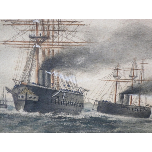 188 - WILLIAM DAVISON, (BRITISH, 1808-1870)
The 'Warrior' Class ironclad H.M.S. 'Black Prince' underway
Si... 