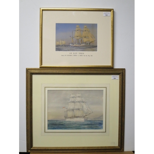 191 - WILLIAM FREDRICK MITCHELL (1845-1914)
H.M. Sloop 'Dragon’ towing H.M. Schooners ‘Harrier’ and ‘Undin... 