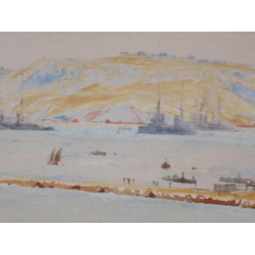 212 - CHARLES EDWARD DIXON (BRITISH, 1872-1934)
The fleet at Portland, 1912
Signed, inscribed and dated 'C... 