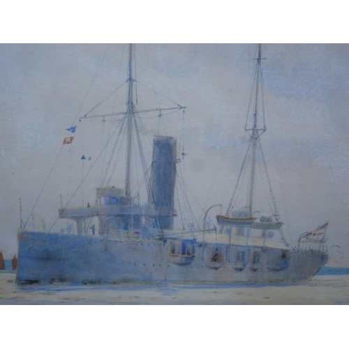 238 - δ ERIC TUFNELL (BRITISH, 1888-1978)
H.M.S. ‘Prince of Wales’ in Singapore 1941
Signed ‘E. Tufnell (l... 