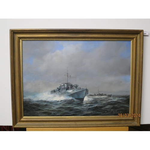 248 - δ RICHARD WILLIS (BRITISH, B. 1924)
M.T.B. '758' at speed
Signed and dated 'Richard Willis 1988'
Oil... 