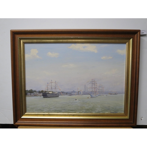 257 - δ DENYS LAW (BRITISH, 1907-1981)
The training ship 'Worcester' moored on the Thames at Greenhithe, d... 