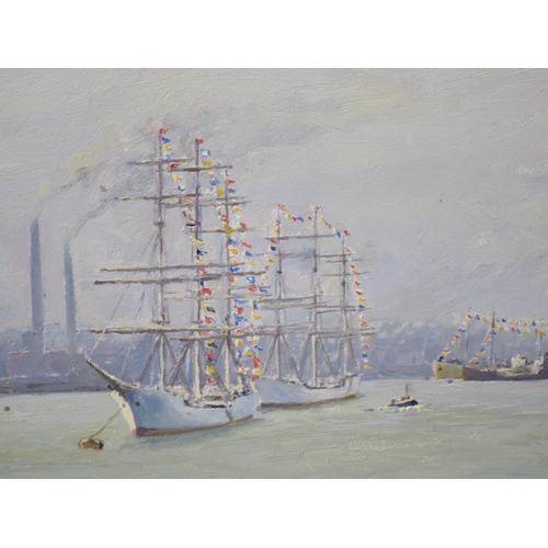 257 - δ DENYS LAW (BRITISH, 1907-1981)
The training ship 'Worcester' moored on the Thames at Greenhithe, d... 