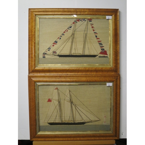 26 - A RARE PAIR OF WOOLWORKS FOR A SCHOONER YACHT OF THE ROYAL VICTORIA YACHT CLUB, CIRCA 1880
depicted ... 