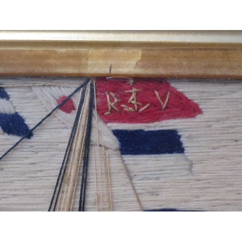 26 - A RARE PAIR OF WOOLWORKS FOR A SCHOONER YACHT OF THE ROYAL VICTORIA YACHT CLUB, CIRCA 1880
depicted ... 