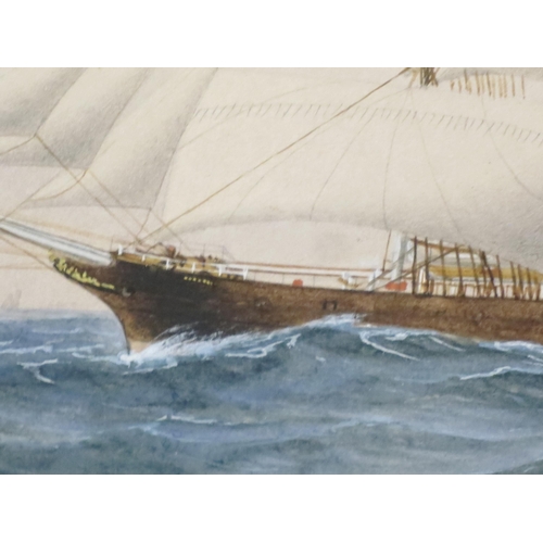 3 - ENGLISH SCHOOL, (CIRCA 1890)
Study of the barque 'Beechwood'
Extensively inscribed on original mount... 