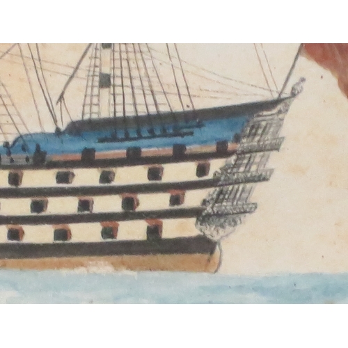 130 - THE ILL-FATED ROYAL GEORGE, FOUNDERED AT SPITHEAD IN 1780
pen, ink and watercolour, inscribed on rev... 