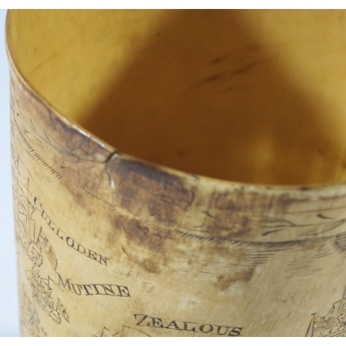 140 - RARE GEORGE III HORN BEAKER COMMEMORATING THE BATTLE OF THE NILE BY NATHANIEL SPILMAN OF YARMOUTH, D... 