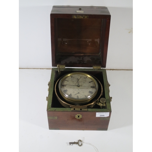 289 - AN EIGHT-DAY MARINE CHRONOMETER PROBABLY BY R. & W. ROSKELL AND RETAILED BY J.G. FAIERS LONDON C... 