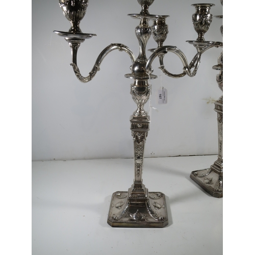 107 - A PAIR OF GEORGE III SILVER CANDLESTICKS
hallmarked for Fenton, Creswick & Co, 1777, square outl... 