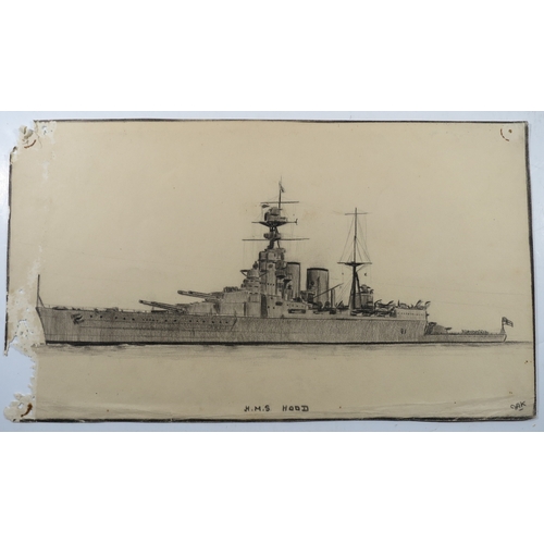 237 - G. A. KITCHIN NAVAL SCHOOL (20TH CENTURY)
H.M.S. 'Rodney'
Signed 'G.A. Kitchin 17.3.43' (lower right... 