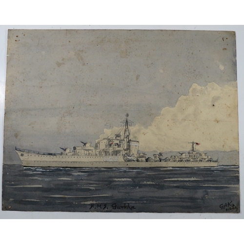 237 - G. A. KITCHIN NAVAL SCHOOL (20TH CENTURY)
H.M.S. 'Rodney'
Signed 'G.A. Kitchin 17.3.43' (lower right... 