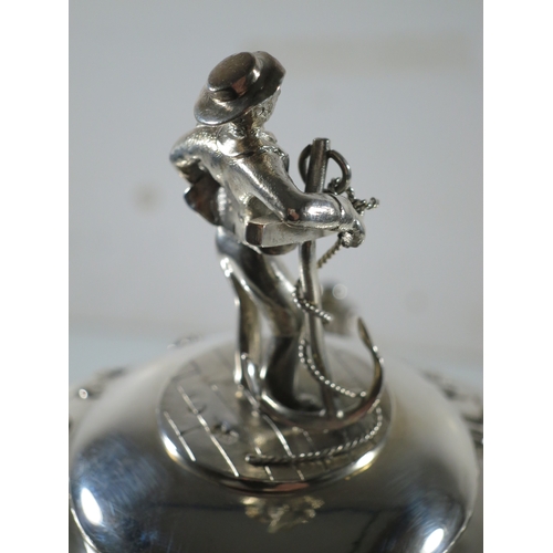 32 - A 19TH CENTURY SILVER YACHTING TROPHY
comprising a two handled covered cup repoussé yacht racing sce... 