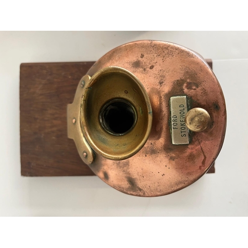 106 - TWO PAIRS OF SPEAKING TUBE TERMINALS, MID 20TH CENTURY
comprising a pair of copper and brass communi... 