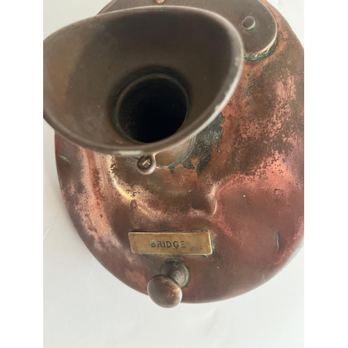 106 - TWO PAIRS OF SPEAKING TUBE TERMINALS, MID 20TH CENTURY
comprising a pair of copper and brass communi... 