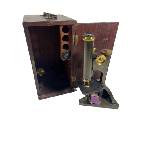 116 - A LATE 19TH CENTURY MONOCULAR MICROSCOPE BY R. & J. BECK LTD, LONDON
constructed in oxidised and... 