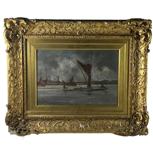 14 - BRITISH SCHOOL (20TH CENTURY)
Thames Sailing Barge
Signed 'D. Sherrin' indistinctly (lower left), ga... 