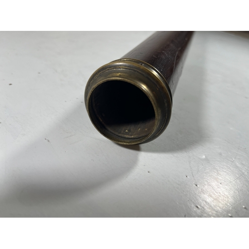 151 - 18TH CENTURY MAHOGANY MARINE TELESCOPE TUBE
1in. achromatic lens, slightly tapered tube with brass f... 