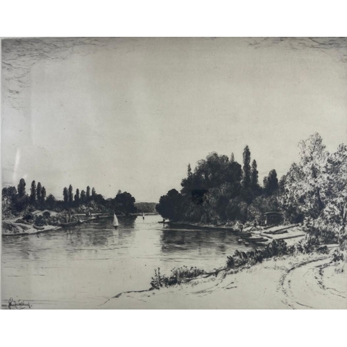 21 - JOHN FULLWOOD (BRITISH, 1854-1931)
Teddington Reach
Signed 'John Fullwood' (lower right)
Dry point e... 