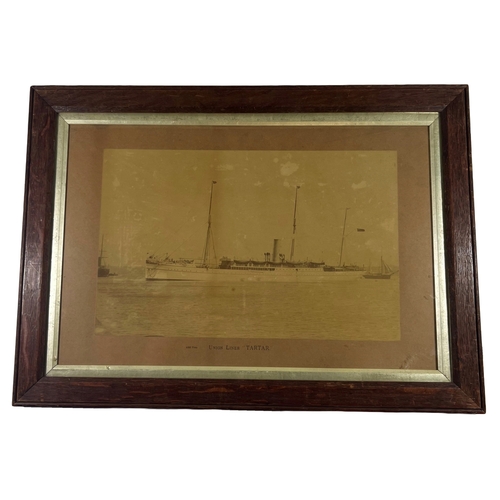 38 - A SEPIA PHOTOGRAPH OF THE UNION LINER TARTAR, CIRCA 1885
contained within wooden frame and inscribed... 