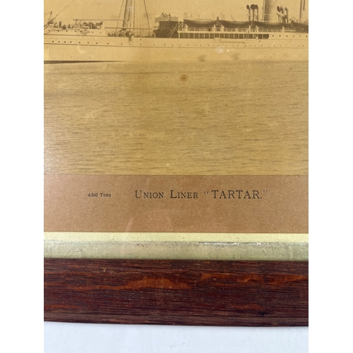 38 - A SEPIA PHOTOGRAPH OF THE UNION LINER TARTAR, CIRCA 1885
contained within wooden frame and inscribed... 