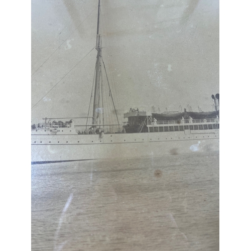 38 - A SEPIA PHOTOGRAPH OF THE UNION LINER TARTAR, CIRCA 1885
contained within wooden frame and inscribed... 