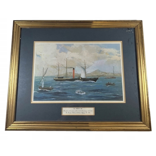 44 - FACSIMILE PRINT OF PADDLE STEAMER PERTH, 1834
framed with cartouche, inscribed Presented on the occa... 