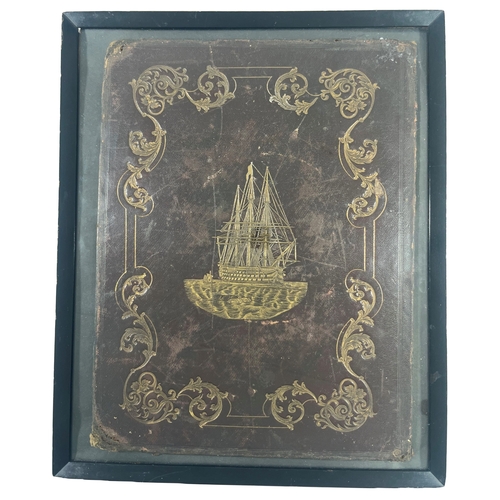 77 - AN EMBOSSED LEATHER BOUND BOOK COVER DEPICTING H.M.S. VICTORY
gilt embossed, depicting H.M.S. Victor... 