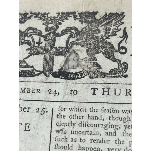 87 - A COPY OF THE LONDON EVENING POST REPORTING THE NAPOLEONIC WARS: CAPTURE OF THE CAPE OF GOOD HOPEThe... 