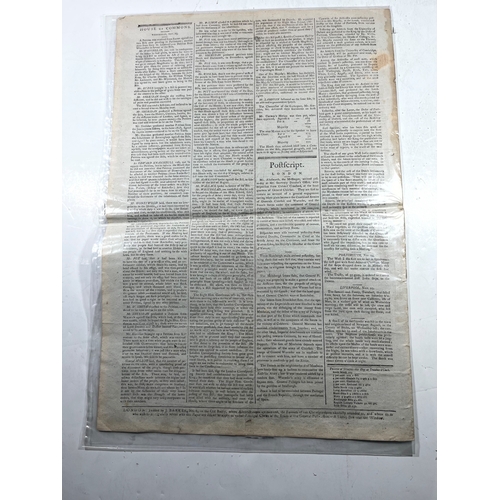 87 - A COPY OF THE LONDON EVENING POST REPORTING THE NAPOLEONIC WARS: CAPTURE OF THE CAPE OF GOOD HOPEThe... 