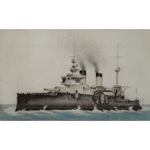 101 - FRENCH SCHOOL (LATE 19TH CENTURY)
Study of the French battleship 'Bouvet', circa 1898
Coloured chalk... 