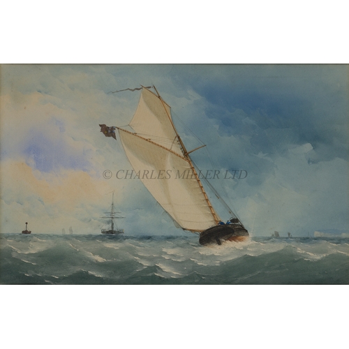 111 - ATTRIBUTED TO CHARLES TAYLOR (BRITISH, 1841-1883)
A customs cutter approaching a channel packet off ... 