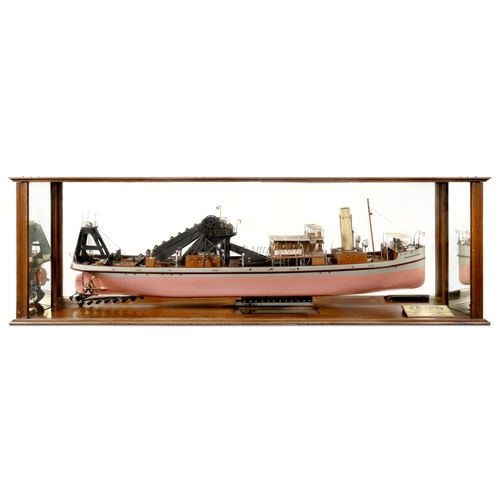 122 - A FINE BUILDER'S MIRROR-BACKED HALF MODEL OF THE BUCKET HOPPER DREDGER SIR WILLIAM MATTHEWS BUILT BY... 