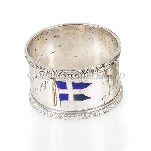 151 - A SILVER SHIPPING COMPANY'S NAPKIN RING FOR S.S. MENDI
by Walker & Hall, hallmarked for Sheffiel... 