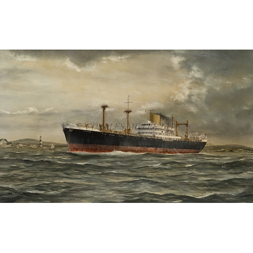 163 - δ ROBERT G. LLOYD (BRITISH, B. 1969)
MV 'Degema' of Elder Dempster Lines, London pictured off West A... 