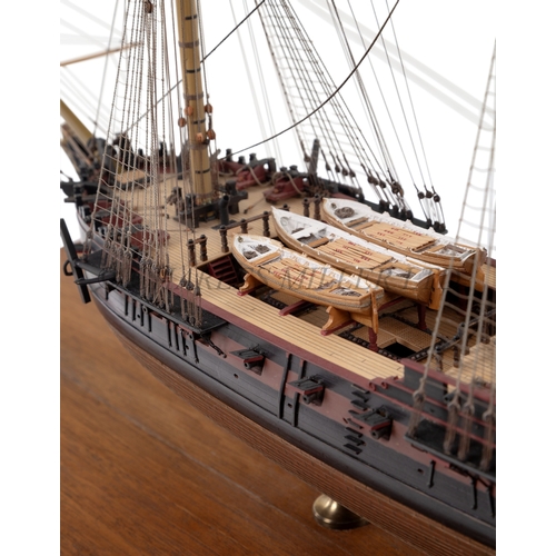 191 - A FINELY EXECUTED AND DETAILED 1:75 SCALE SHIP MODEL OF H.M.S. BEAULIEU [1790]
the 20in. carved hull... 