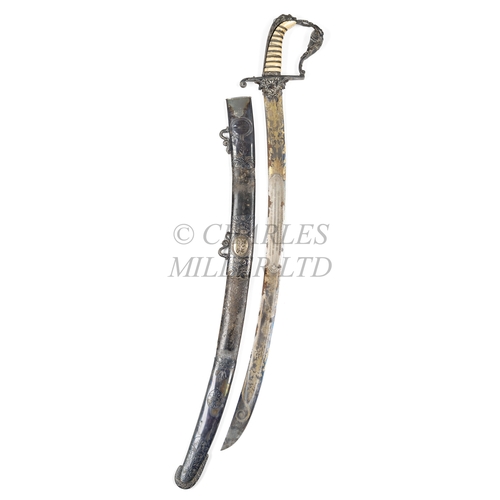 205 - Ø A VERY RARE, POSSIBLY UNIQUE, SILVER-MOUNTED SABRE PRESENTED TO COMMANDER JAMES KEARNEY WHITE, R.N... 