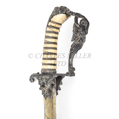 205 - Ø A VERY RARE, POSSIBLY UNIQUE, SILVER-MOUNTED SABRE PRESENTED TO COMMANDER JAMES KEARNEY WHITE, R.N... 