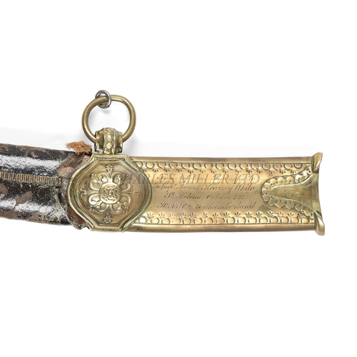 206 - A SCIMITAR PRESENTED TO CAPTAIN JAMES KEARNEY WHITE R.N. ABOARD H.M.S. NORTHUMBERLAND BY NAPOLEON BO... 