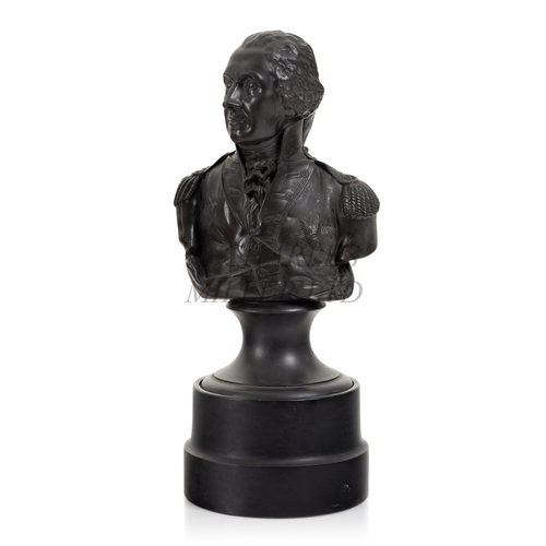 209 - A BLACK BASALT BUST OF NELSON BY WEDGWOOD AFTER SHOUT, CIRCA 1798
impressed with maker's marks and n... 