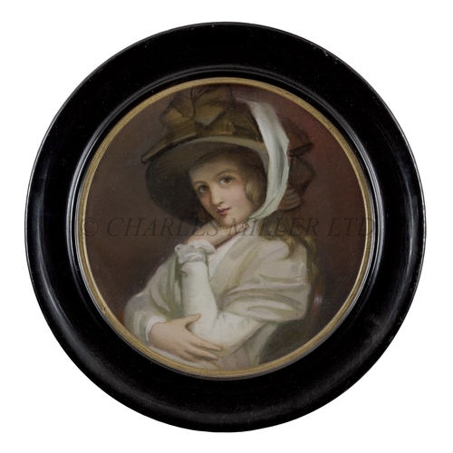 213 - AFTER GEORGE ROMNEY (BRITISH, 1734-1802)
Portrait of Emma Hart, later Lady Hamilton
Pastel
8in. (20c... 