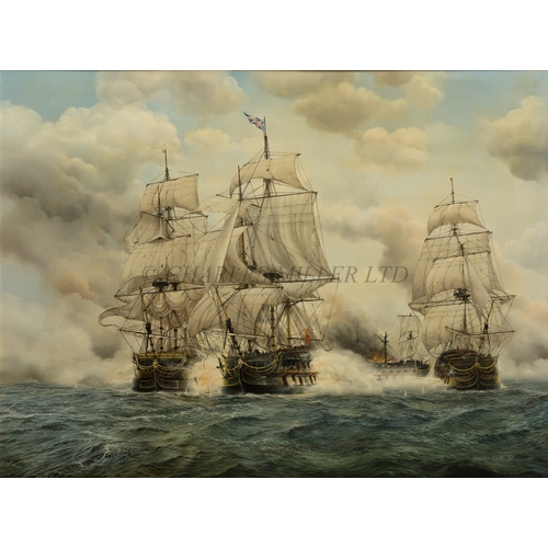 217 - δ STEPHEN SMITH (BRITISH, 20TH-21ST CENTURY)
The Battle of Camperdown, 11th October 1797
Signed and ... 