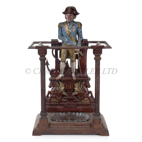 228 - A CAST IRON NELSON STICK STAND, CIRCA 1890
the Admiral depicted full length and finished in polychro... 