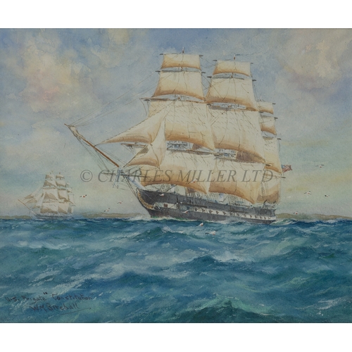 232 - WILLIAM MINSHALL BIRCHALL (BRITISH, 1884-1941)
U.S. Frigate 'Constitution'
Signed and inscribed 'W M... 