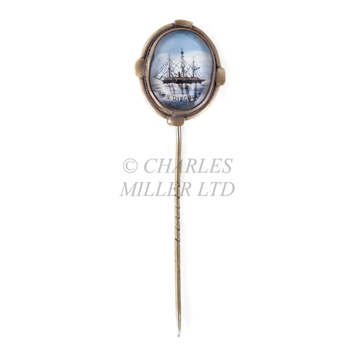 253 - A RARE LAPEL PIN FOR THE 1875-76 DISCOVERY ARCTIC EXPEDITION
depicting the vessel overwintering off ... 