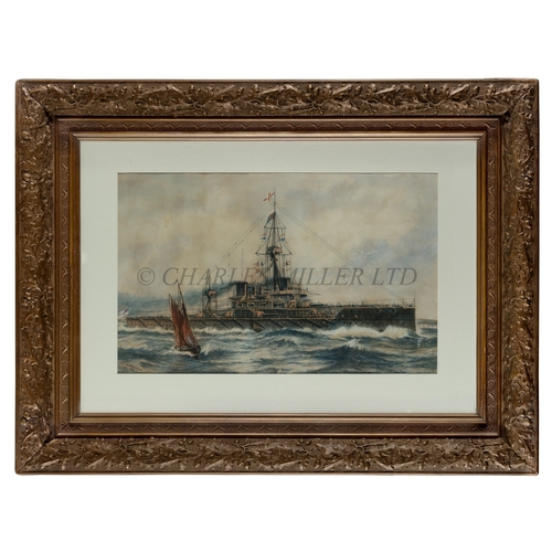 283 - A. ANDREWS (BRITISH, 20TH CENTURY)
H.M.S. 'Dreadnought'
Signed and dated 'A. Andrews 1911' (lower le... 